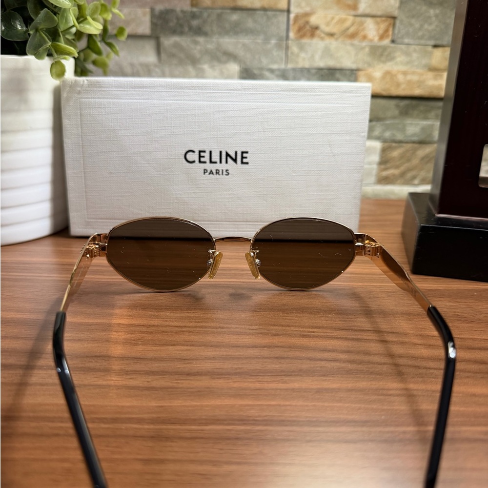 Celine Gold and Brown Gradient Sunglasses - Picture 6 of 7